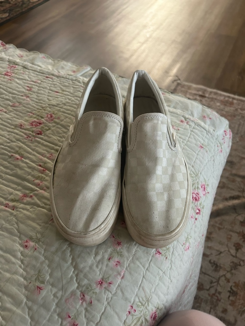 Cream Checkered Slip-On Platform Vans
